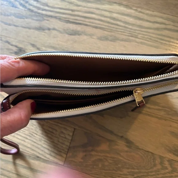 Coach Cream Wristlet with Pink Floral Accents - Picture 2 of 4